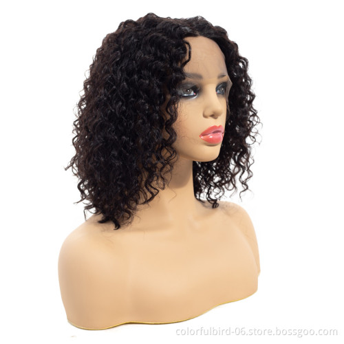 Natural Middle Peruvian Mink jerry curly Wig with 4x4 Closure Transparent HD Lace closure human hair wig curly
